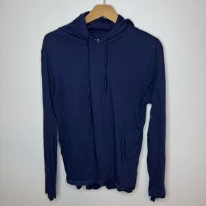 Vince. Women’s Pima Cotton Long Sleeve Hoodie Hooded Sweatshirt in Navy